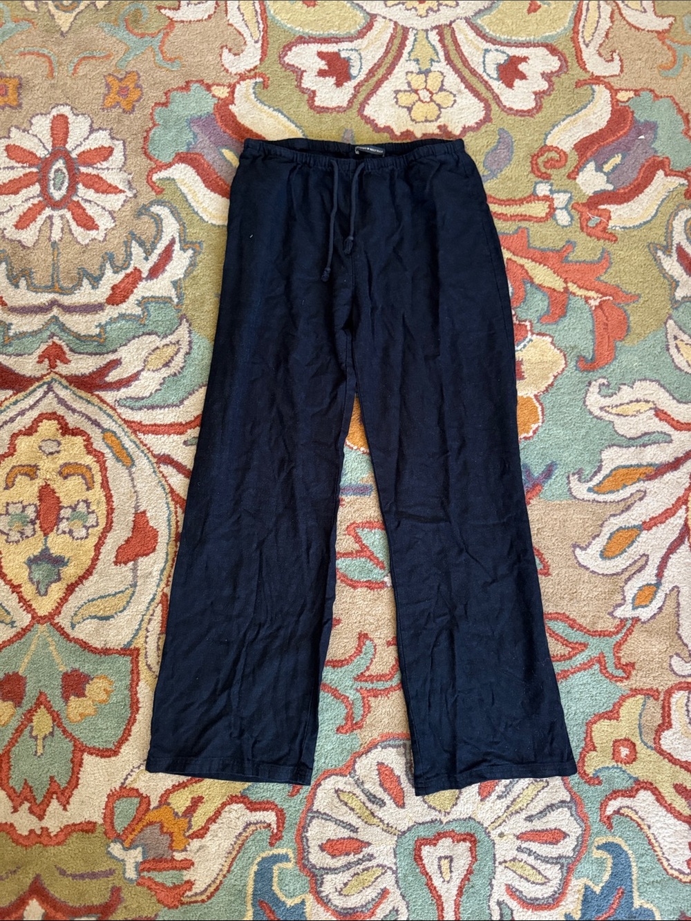 Brandy Melville Navy Blue Linen Drawstring Pants